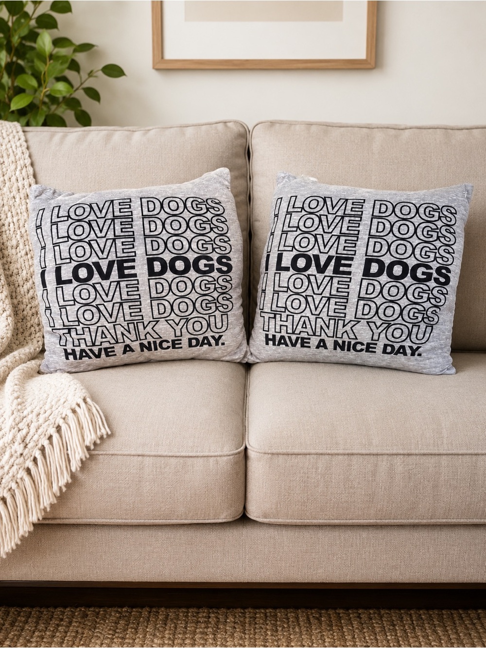 Dog Lover Squishy Pillows 14in - Dog
“I Love Dogs” Have a Nice Day Pillows 
NWT